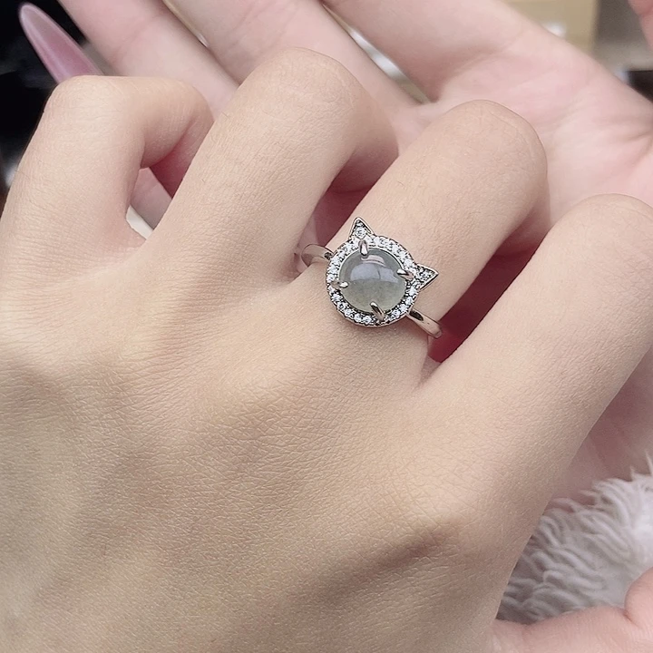 翡翠银S925镶嵌戒指33