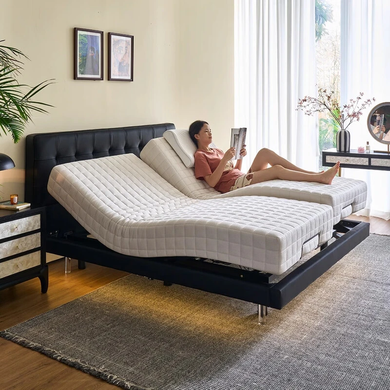 智能电动床双人床现代简约全自动分体式升降床互不打扰主卧真皮床