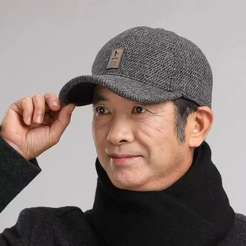 帽子男韩版棒球帽中老年人秋冬保暖护耳鸭舌帽爸爸帽加绒户外运动