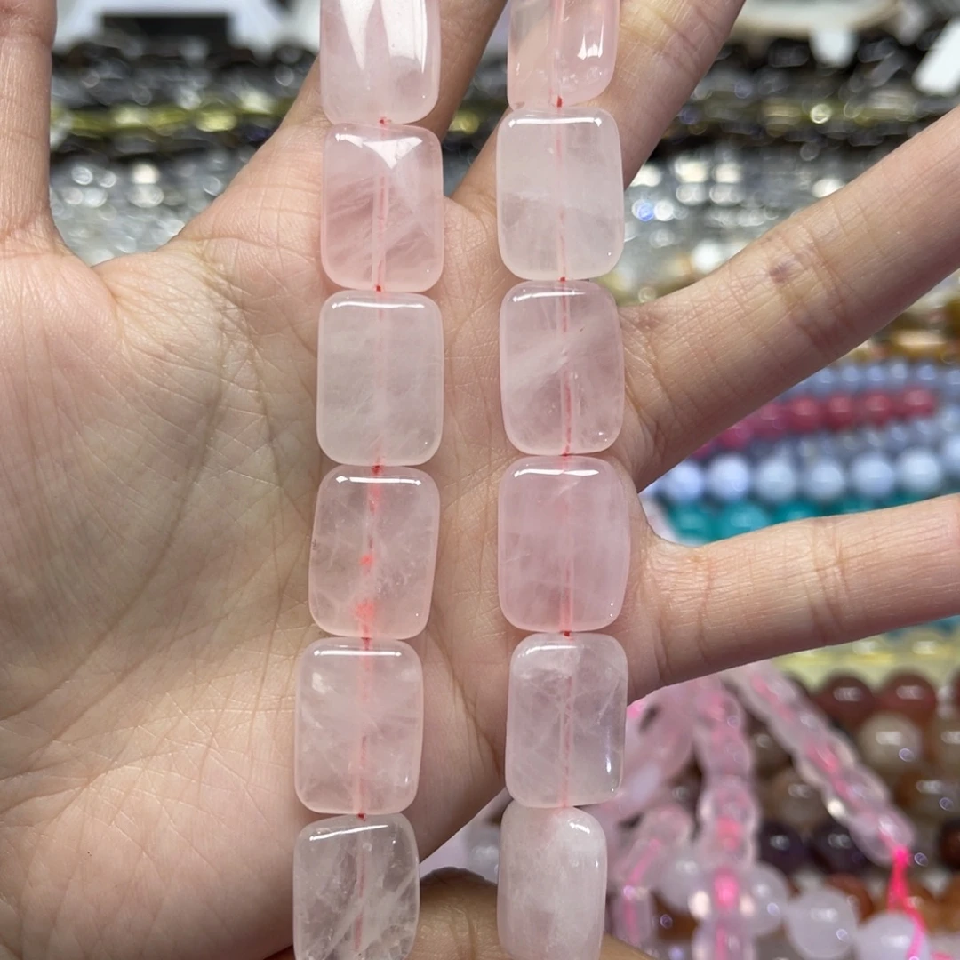 玛瑙/玉髓未镶嵌颈饰天然粉水晶卡13✖️18长条38厘米