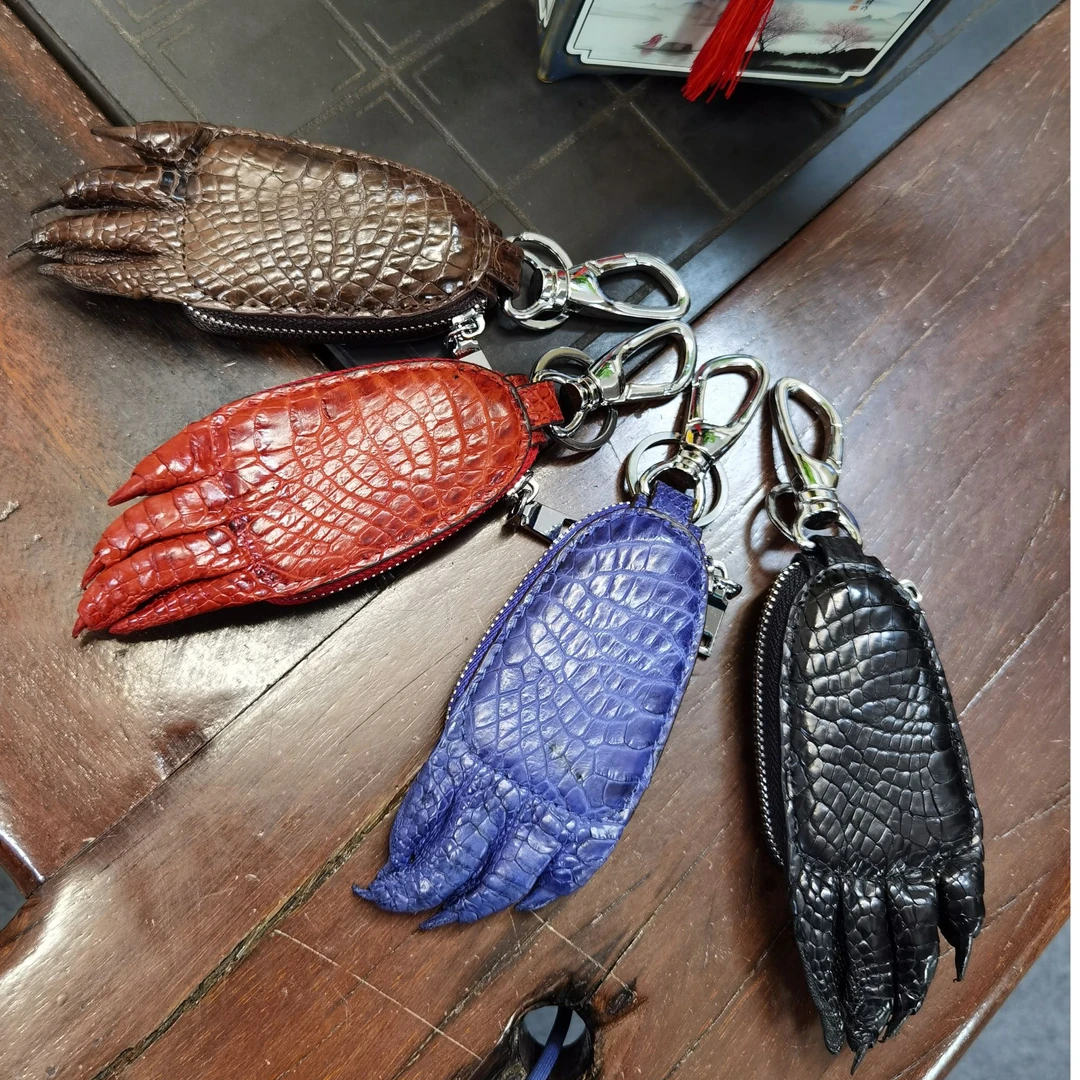 天然鳄鱼爪爪鳄鱼肚皮汽车钥匙包多功能个性新款挂饰时尚潮流腰挂