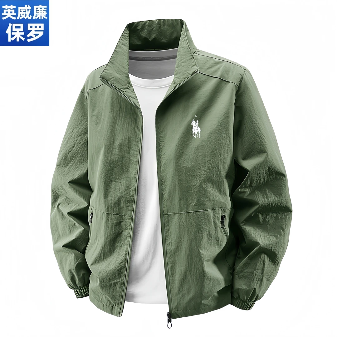 保罗英威廉立领防风男士运动夹克春秋季户外休闲宽松上衣透气外套