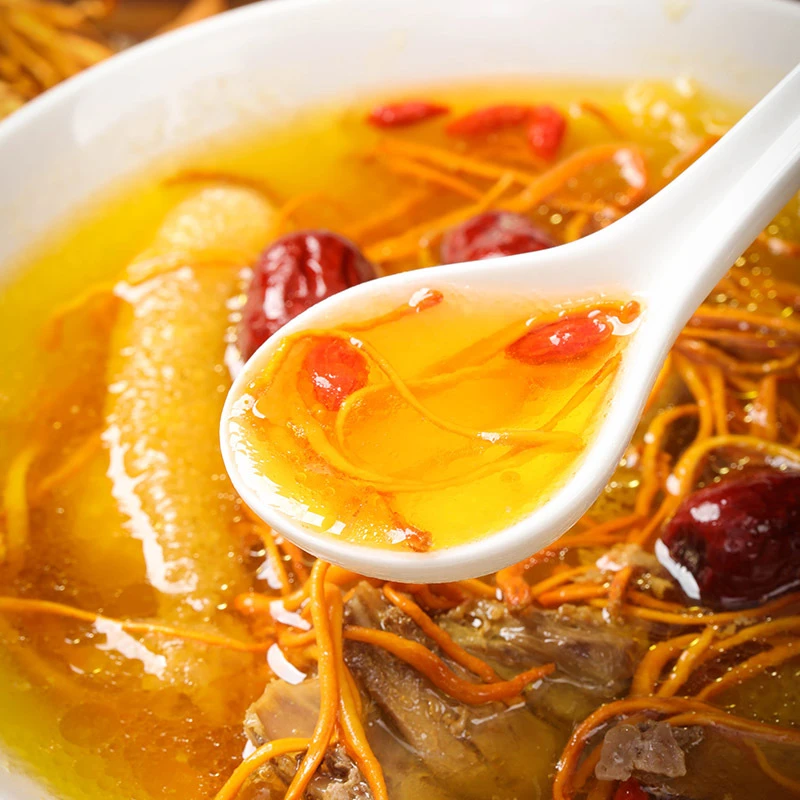甄选当季采摘干净虫草花干货炖排骨美味菌菇汤食材