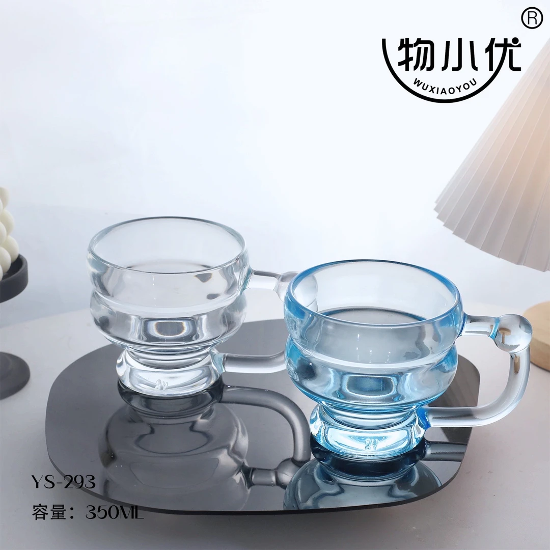 ins风复古玻璃咖啡杯马克杯300ml早餐杯牛奶杯