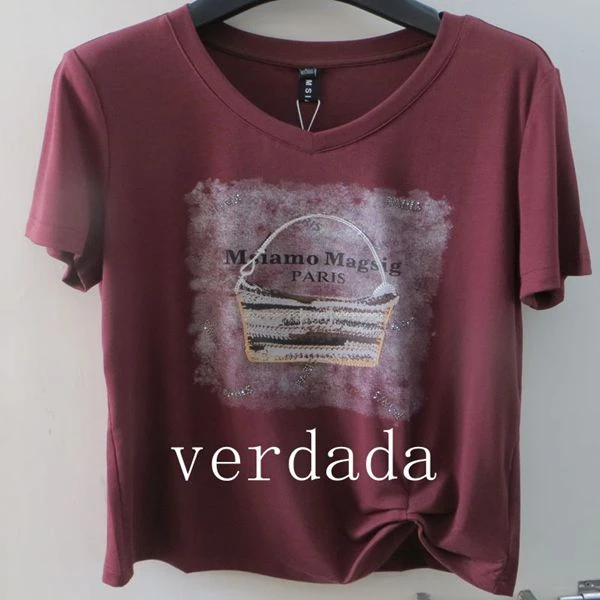 短袖数字圆领复古绿色印花T恤t恤中老年潮流千金风