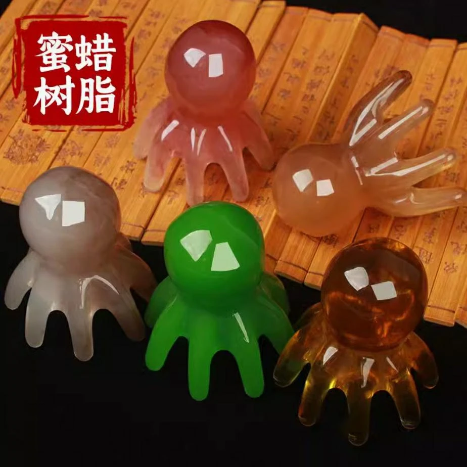 【1个装/蜜蜡树脂】章鱼按摩梳头部经络按摩器头皮穴位头疗梳
