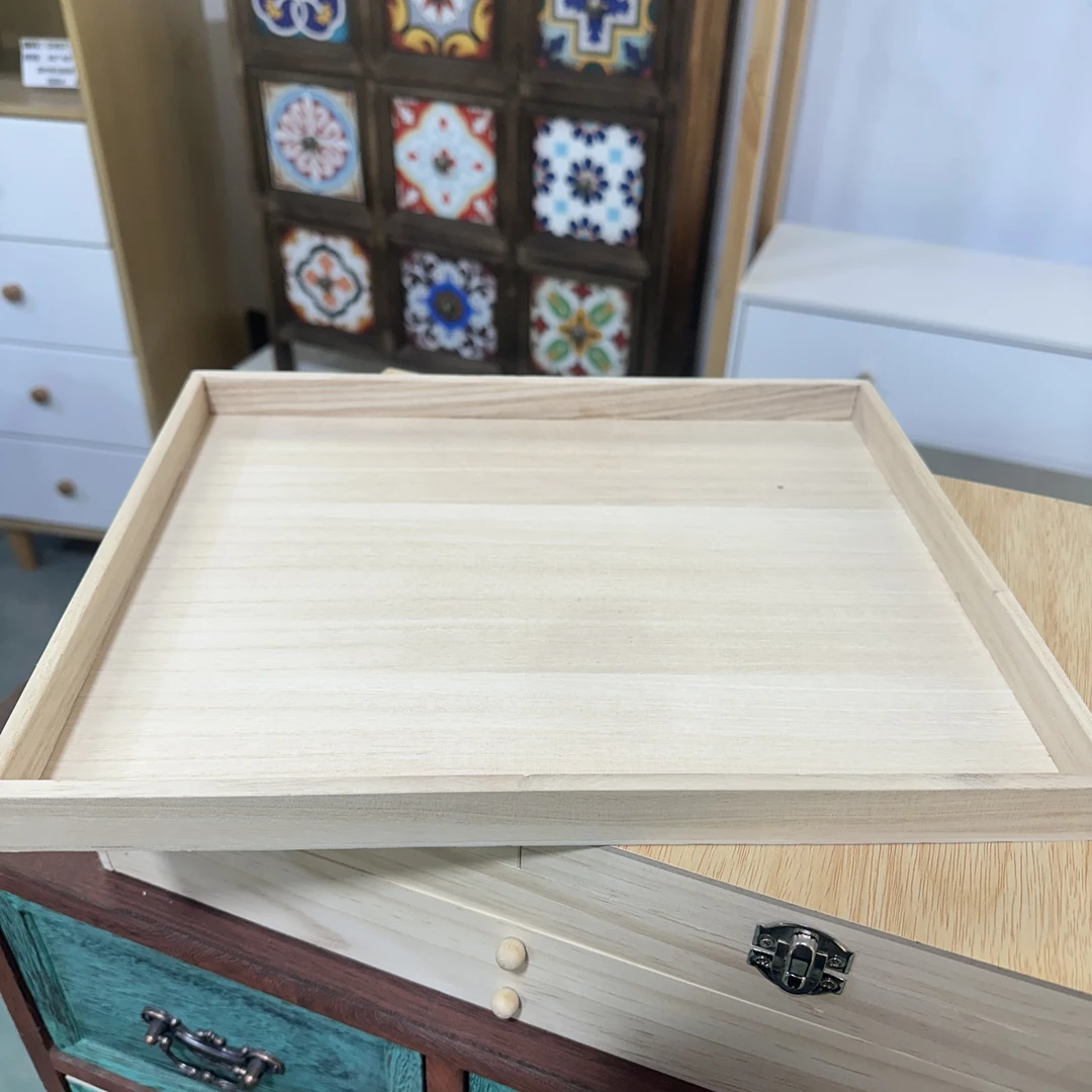 实木梧桐木无漆无蜡茶盘托盘多功能拍一发六