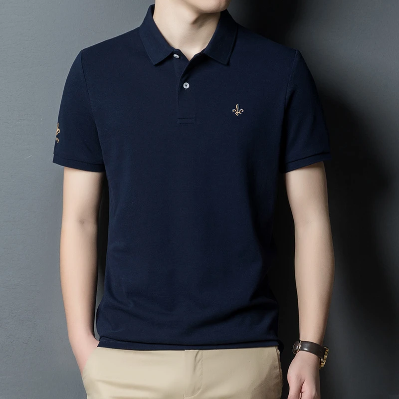Louis Fordea/路易弗狄男士商务polo衫高级感男夏季透气商务短袖