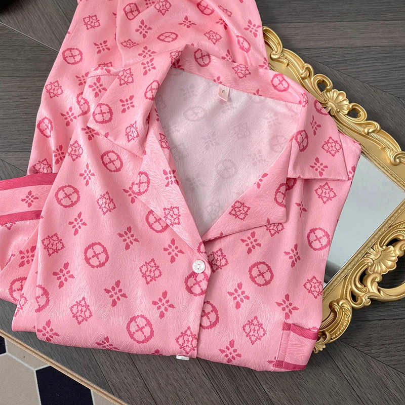 福虞睡衣2025新款睡衣女款2025年夏季冰丝薄款中袖短袖睡裙翻领开