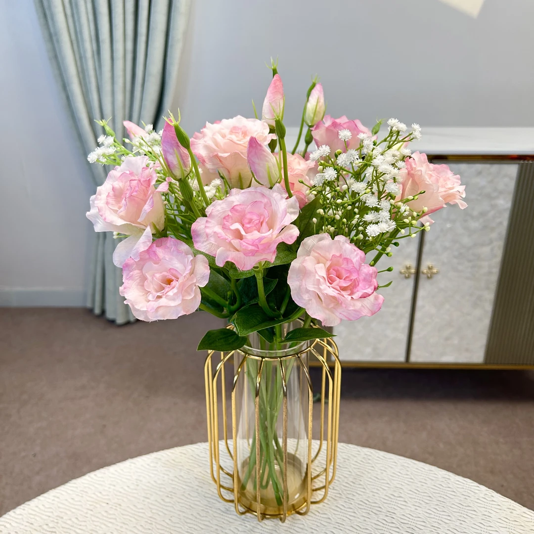 手感洋桔梗仿真花北欧客厅餐桌花绢布假花摆设拍照家居装饰品花艺