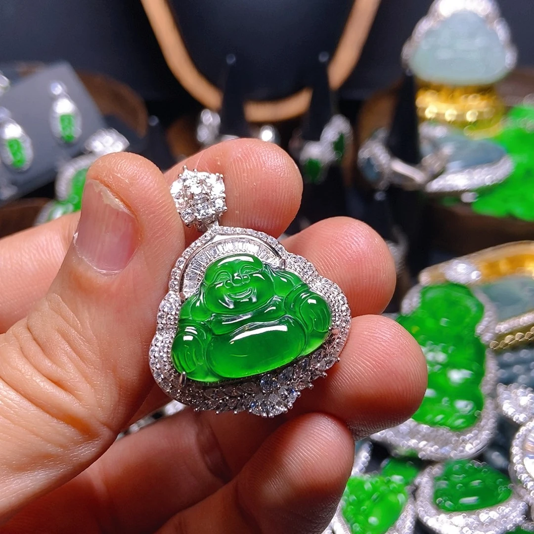 翡翠吊坠(不含链)银S925镶嵌224吊坠