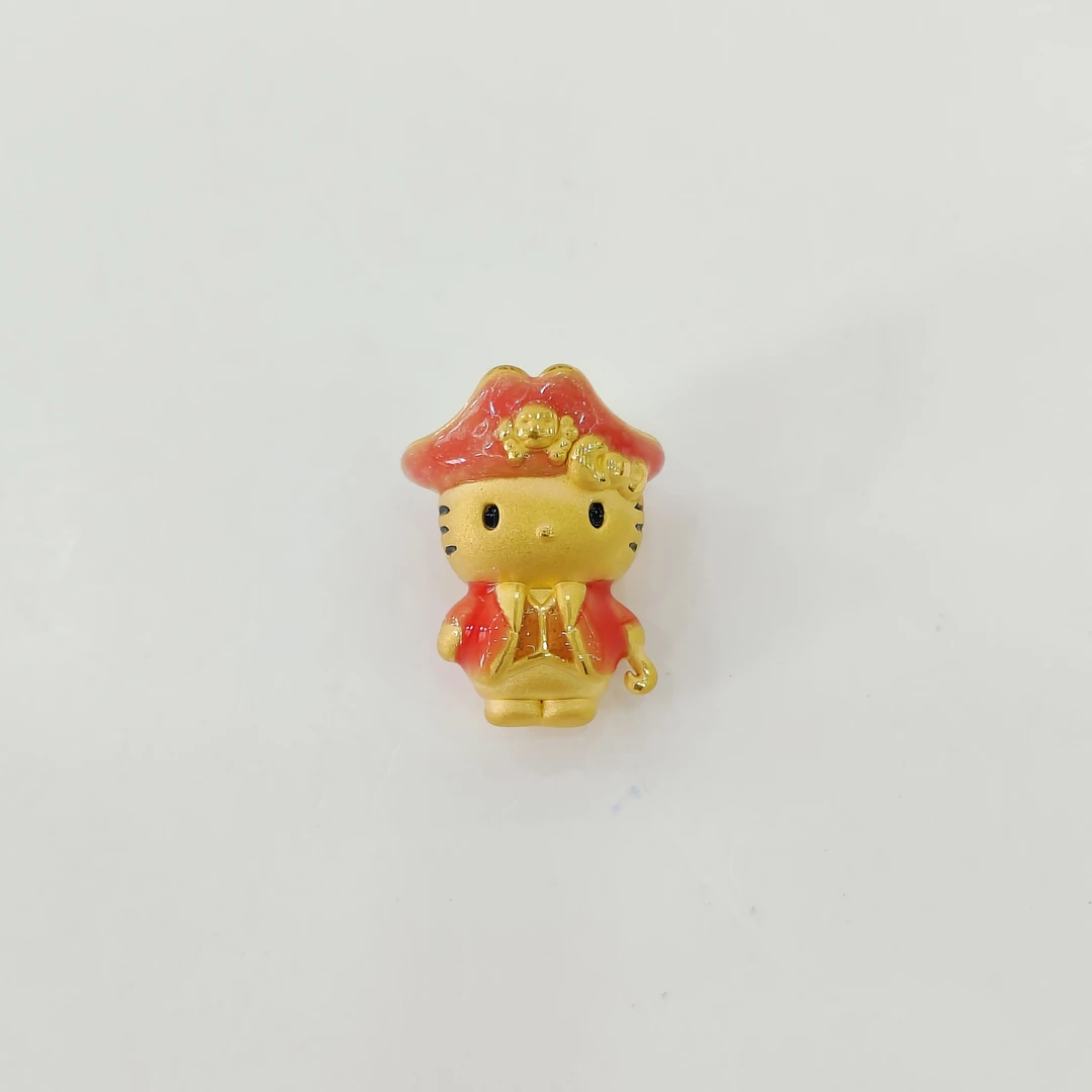 鸿瑞黄金 足金999海盗船长烤漆Kitty3D硬金转运珠手串250612010