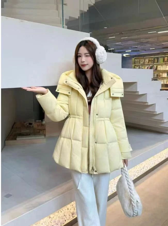 中长款连帽加厚冬季保暖棉袄秋冬女装防寒棉袄抽绳收腰显瘦宽松版