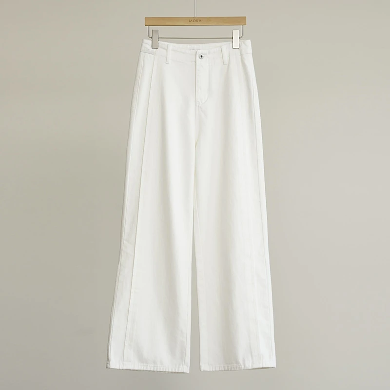 意大利品牌单白色直筒裤子女士牛仔裤（250261）2357