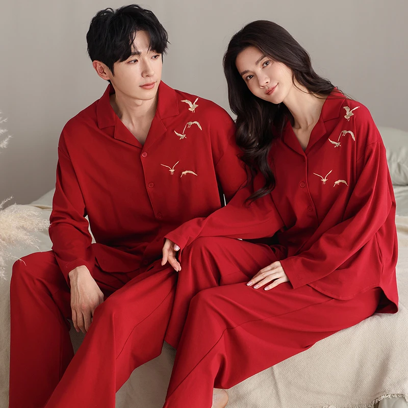 【春秋款红品青仓】断码不加加厚纯棉长袖睡衣套装秋季可外穿家居服