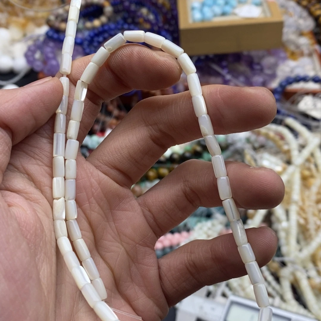 玛瑙/玉髓未镶嵌珠宝半成品一条天然3.5×6白马蹄螺小细管