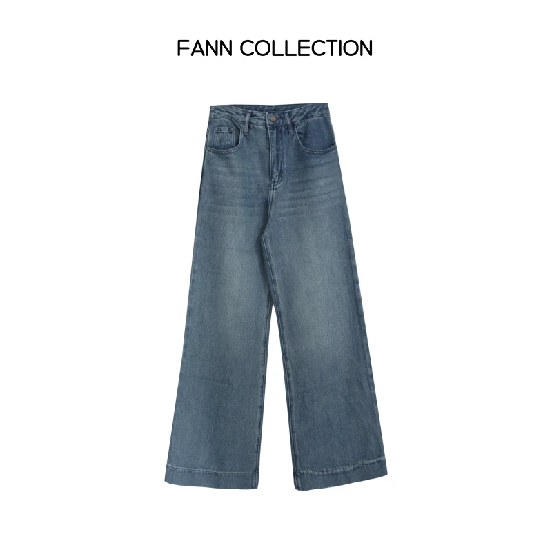 饭饭FANN COLLECTION 淡影 莱赛尔高腰宽松阔腿牛仔裤FANNB050
