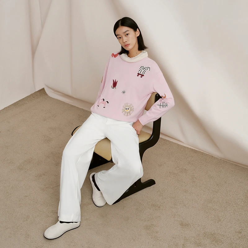 broadcast/播【商场同款】俏皮减龄童趣圆领针织衫BDT1SD2835