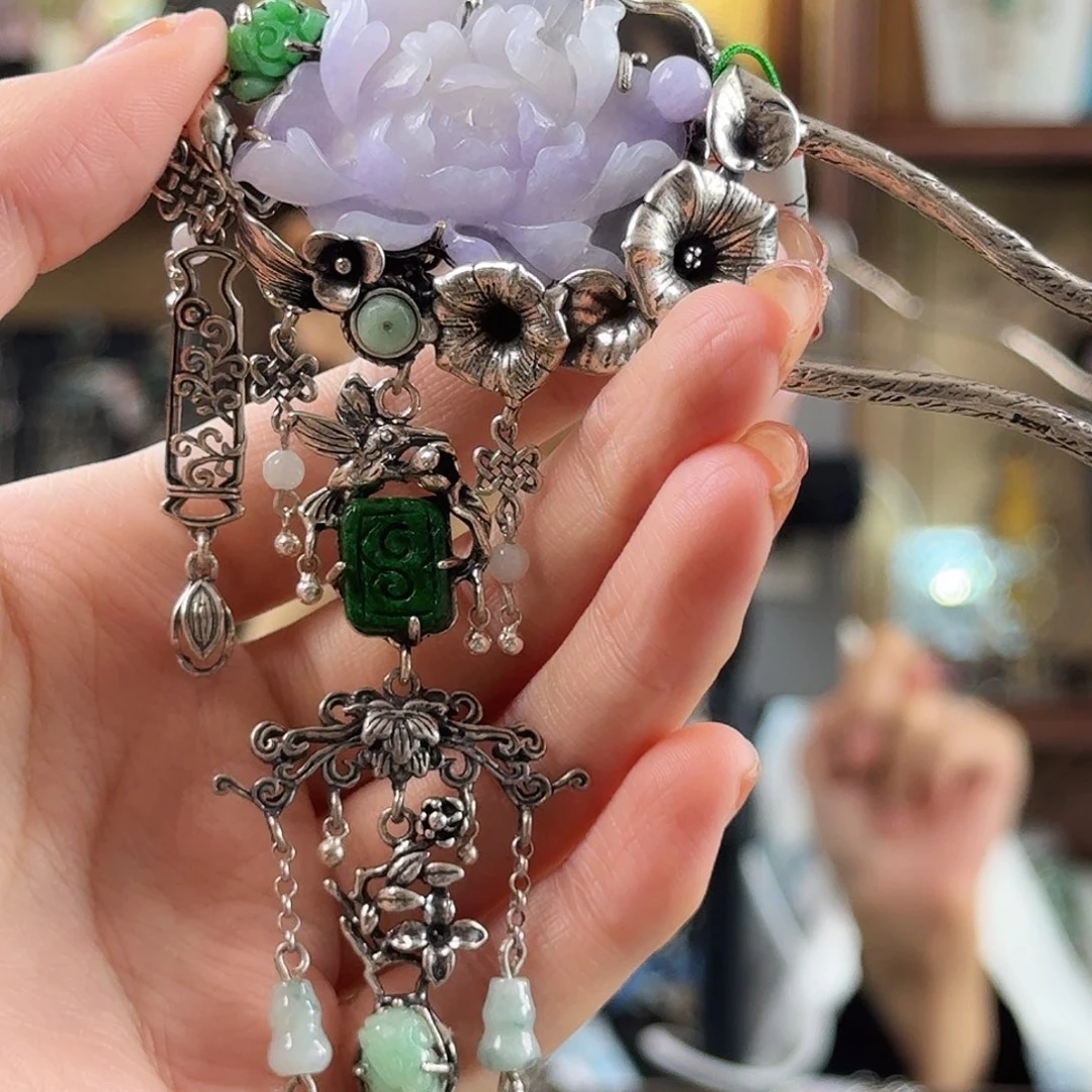 翡翠银S925镶嵌发饰