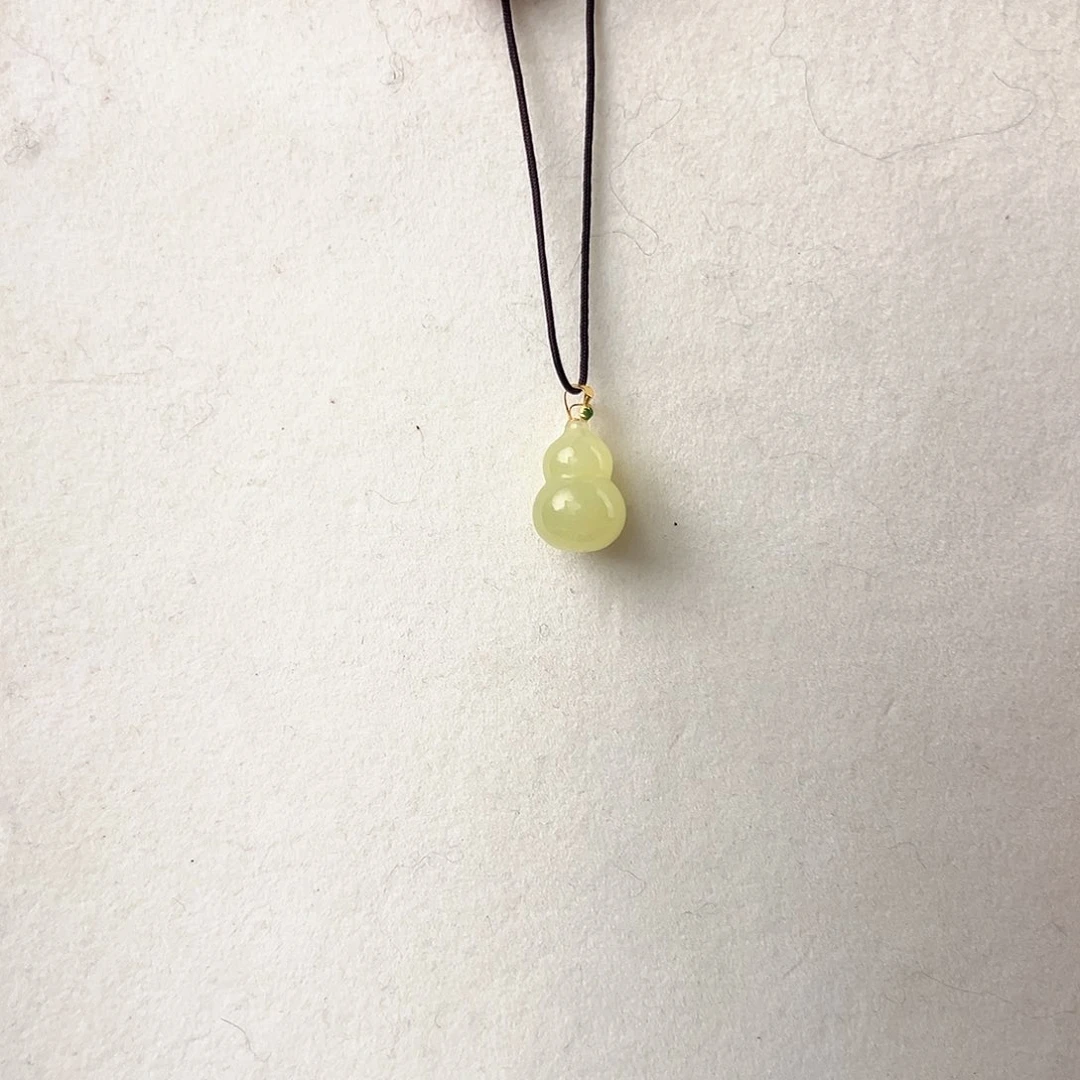 和田玉18K金镶嵌吊坠(不含链)