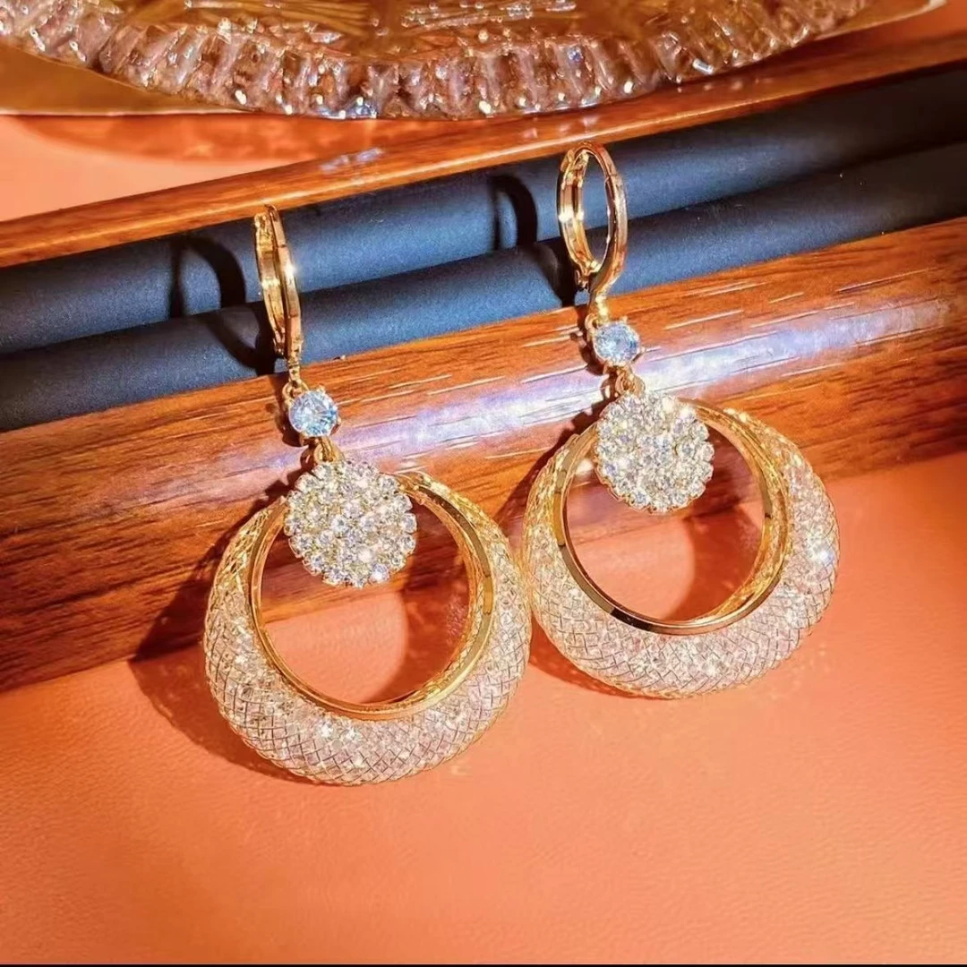 铜合金无非金属耳饰 小众设计感金色气质耳环长款个性网红耳饰