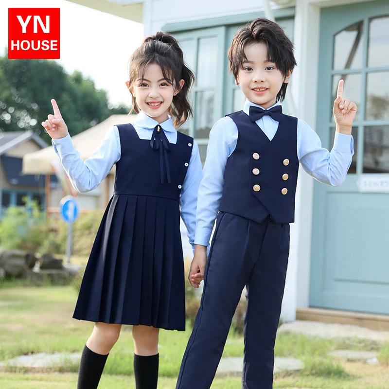 衣诺坊小学生班服套英伦男女童马甲幼儿园毕业照元旦合唱跳演出服
