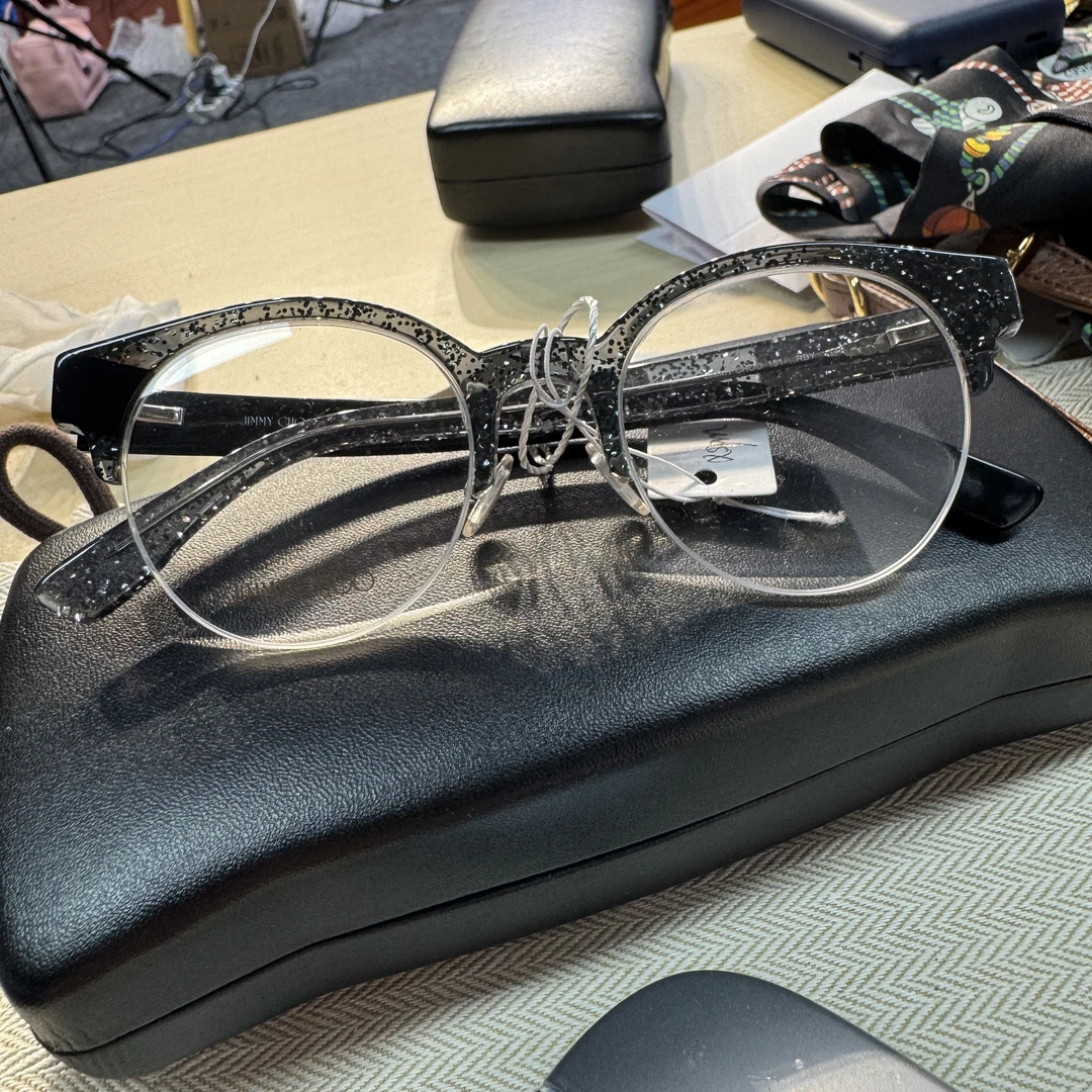 99新 JIMMY CHOO/吉米周 黑框圆眼镜