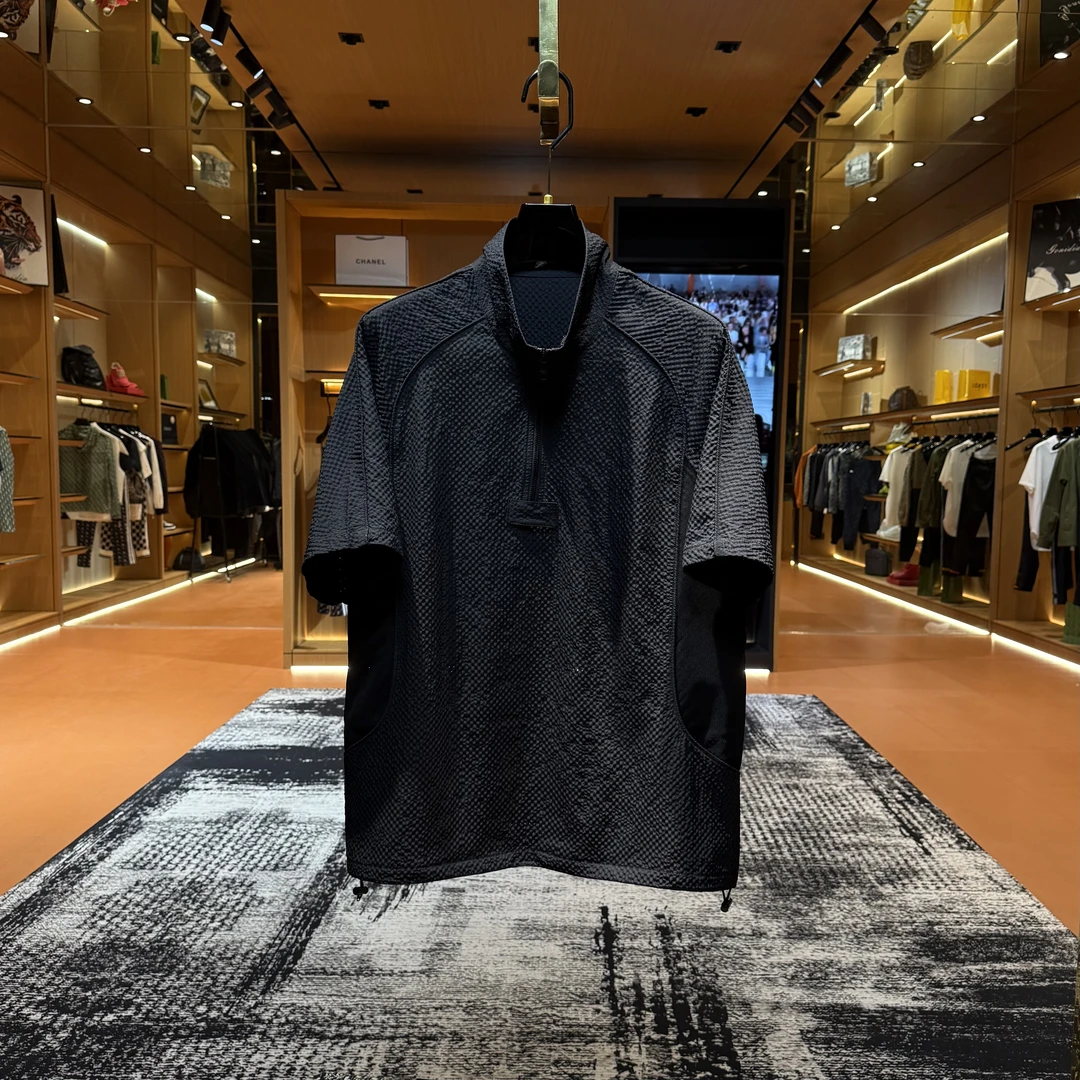 「F6643」"黑武士防晒衣“ 夏季百搭半袖网孔线条设计透气时尚短袖