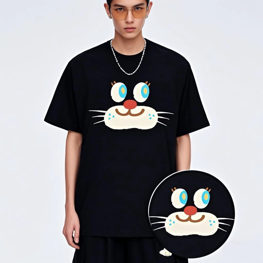 i.tccaabb2025夏季新款卡通纯棉短袖百搭T恤情侣款CABTEXMM00090