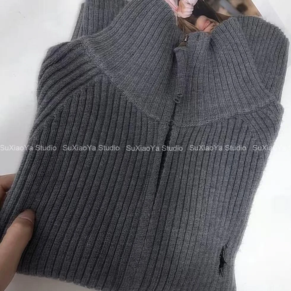 【高级感双拉链战马】新款加厚宽松显瘦针织毛衣外套