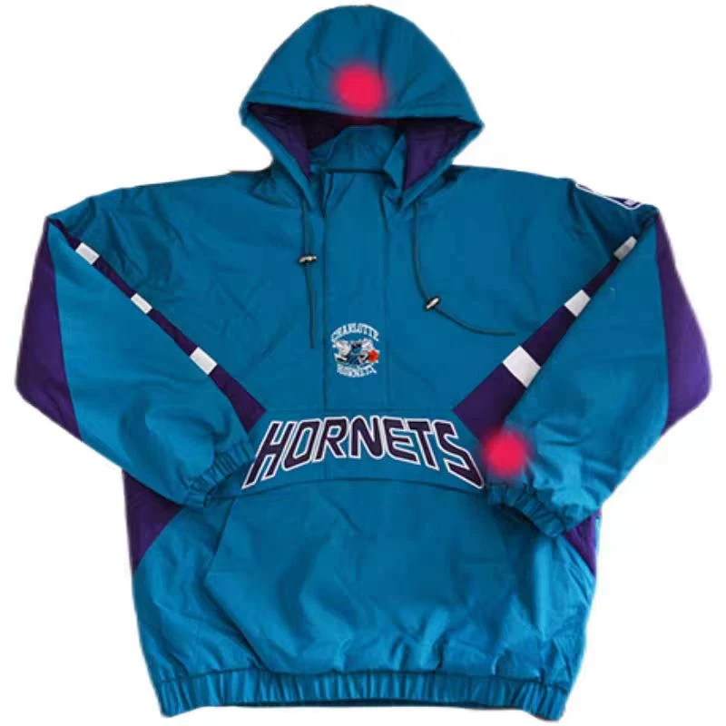 黄蜂队篮球梭织刺绣外套夹克户外休闲连帽运动秋冬美版棉服防风