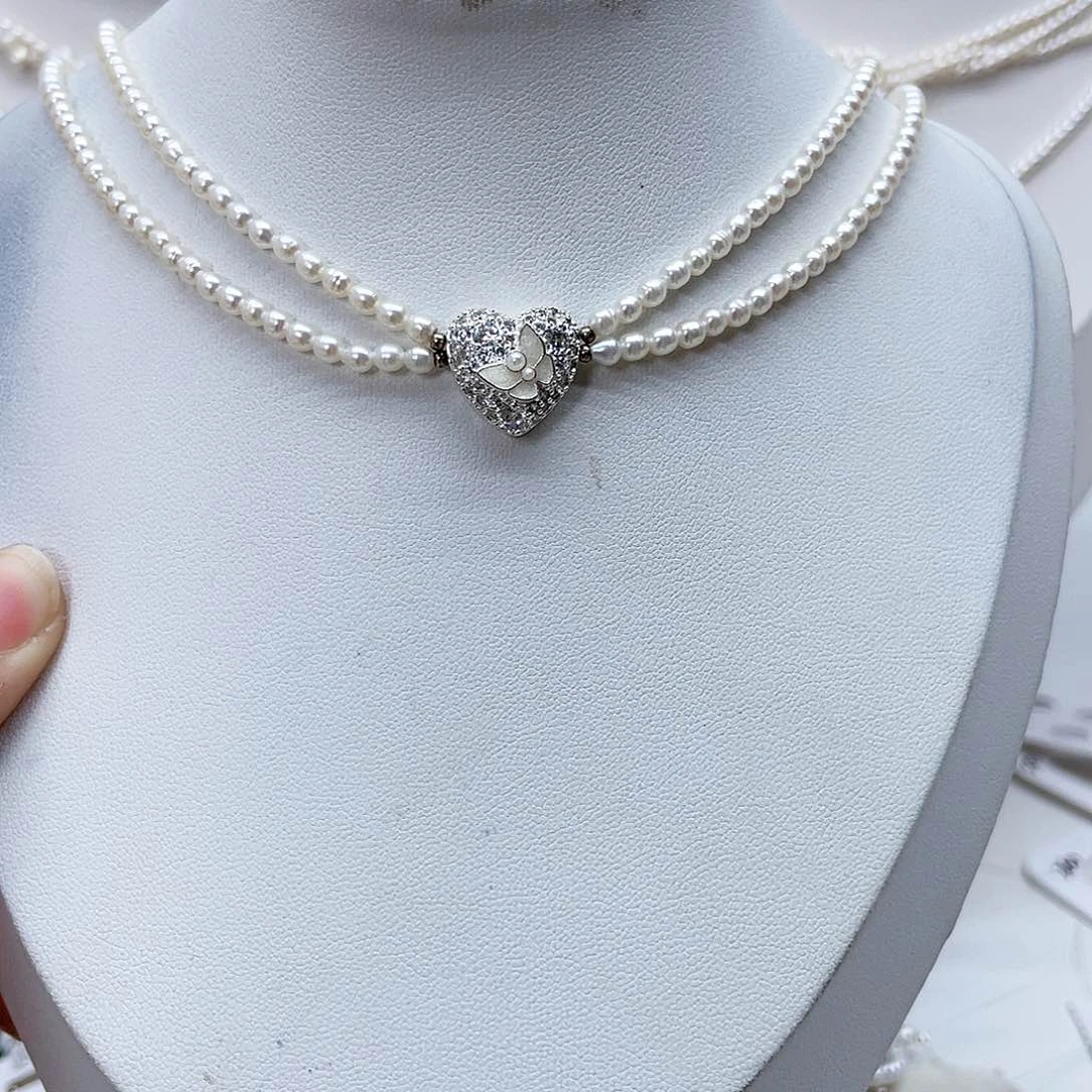 颈饰银S925镶嵌淡水珍珠