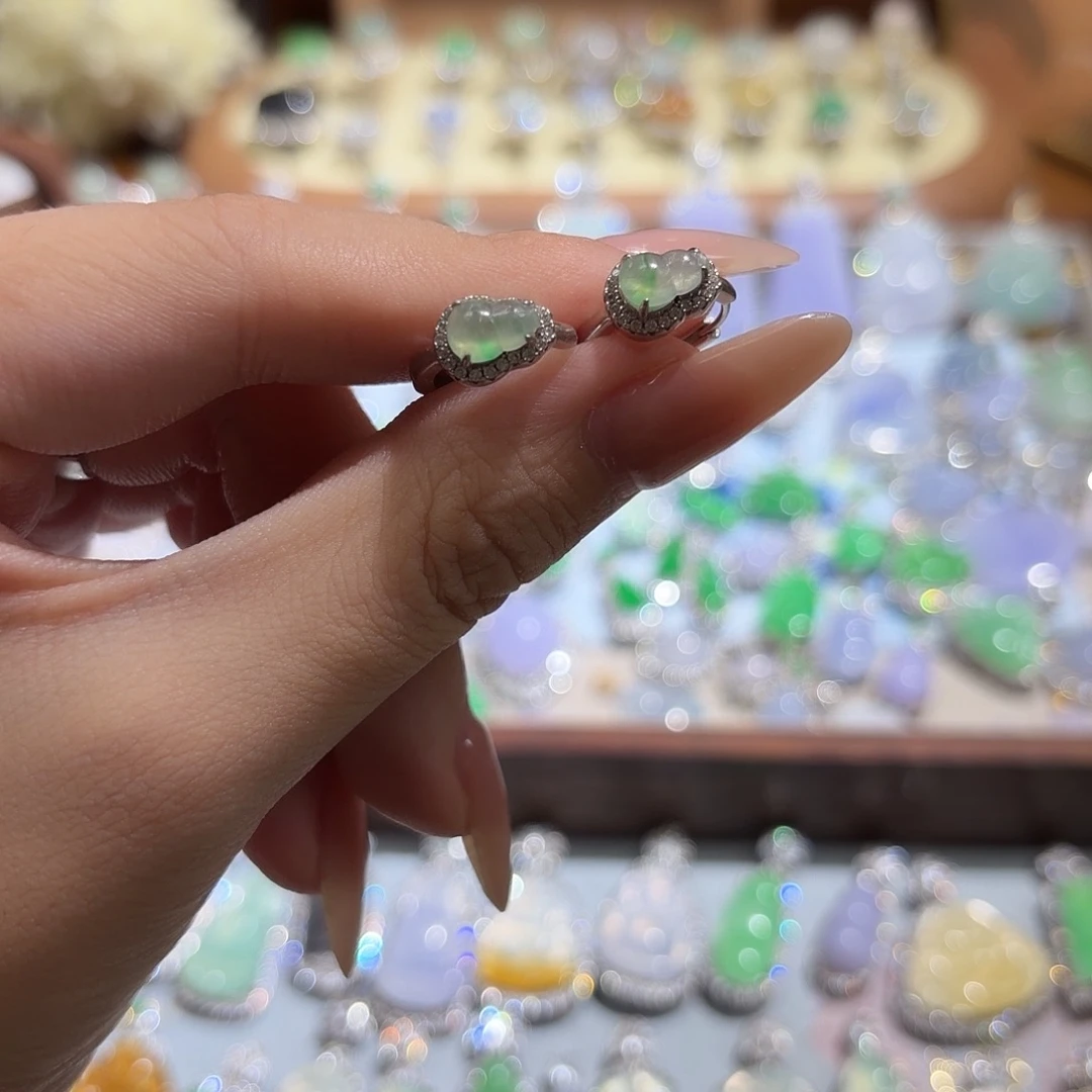 翡翠银S925镶嵌耳环