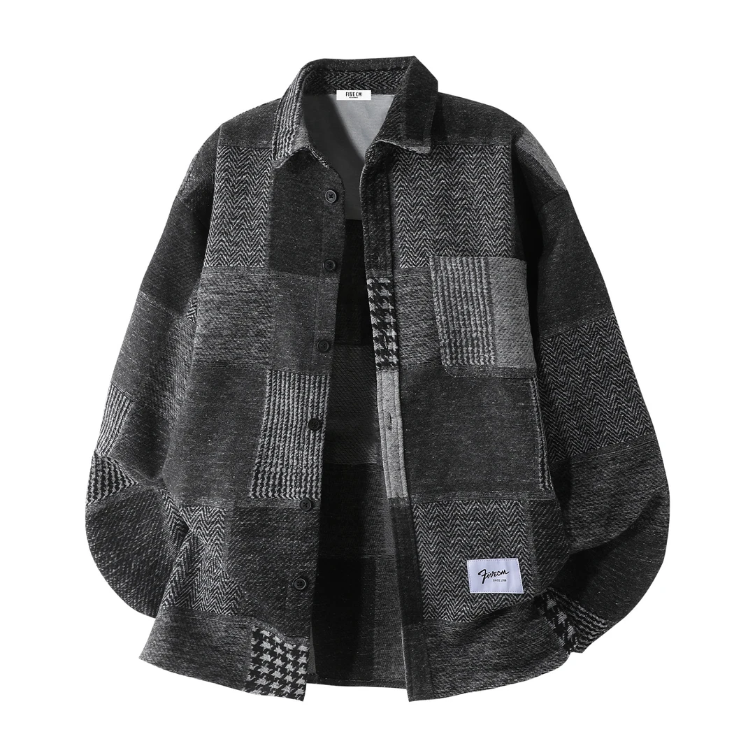it :【FIVECM】高级感小香风长袖衬衫男士2025秋冬季厚款宽松上衣