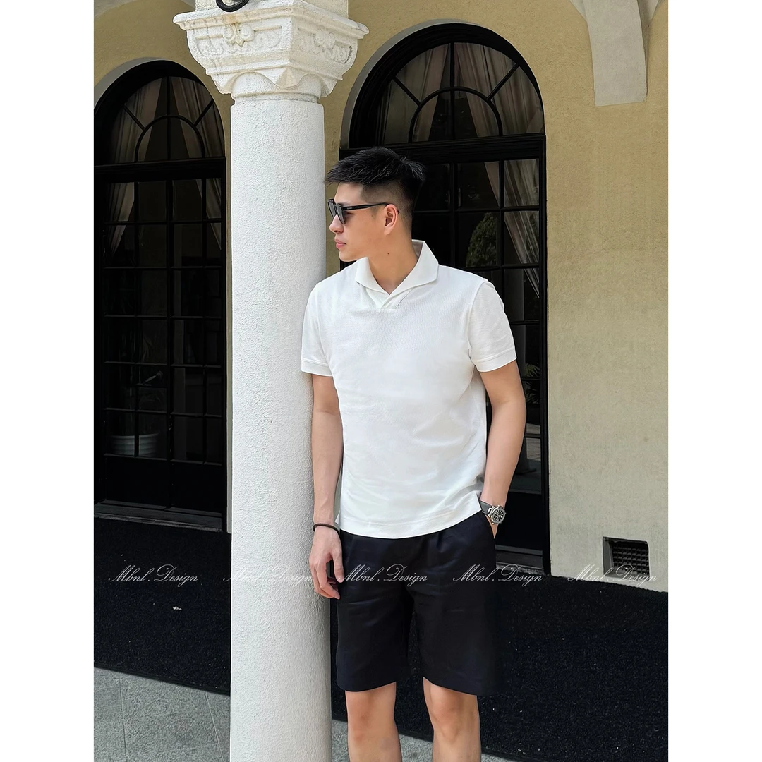 MBNL-F「六角珠地」秦磊男装60支液氨长绒棉透气POLO衫LL-WSY1089