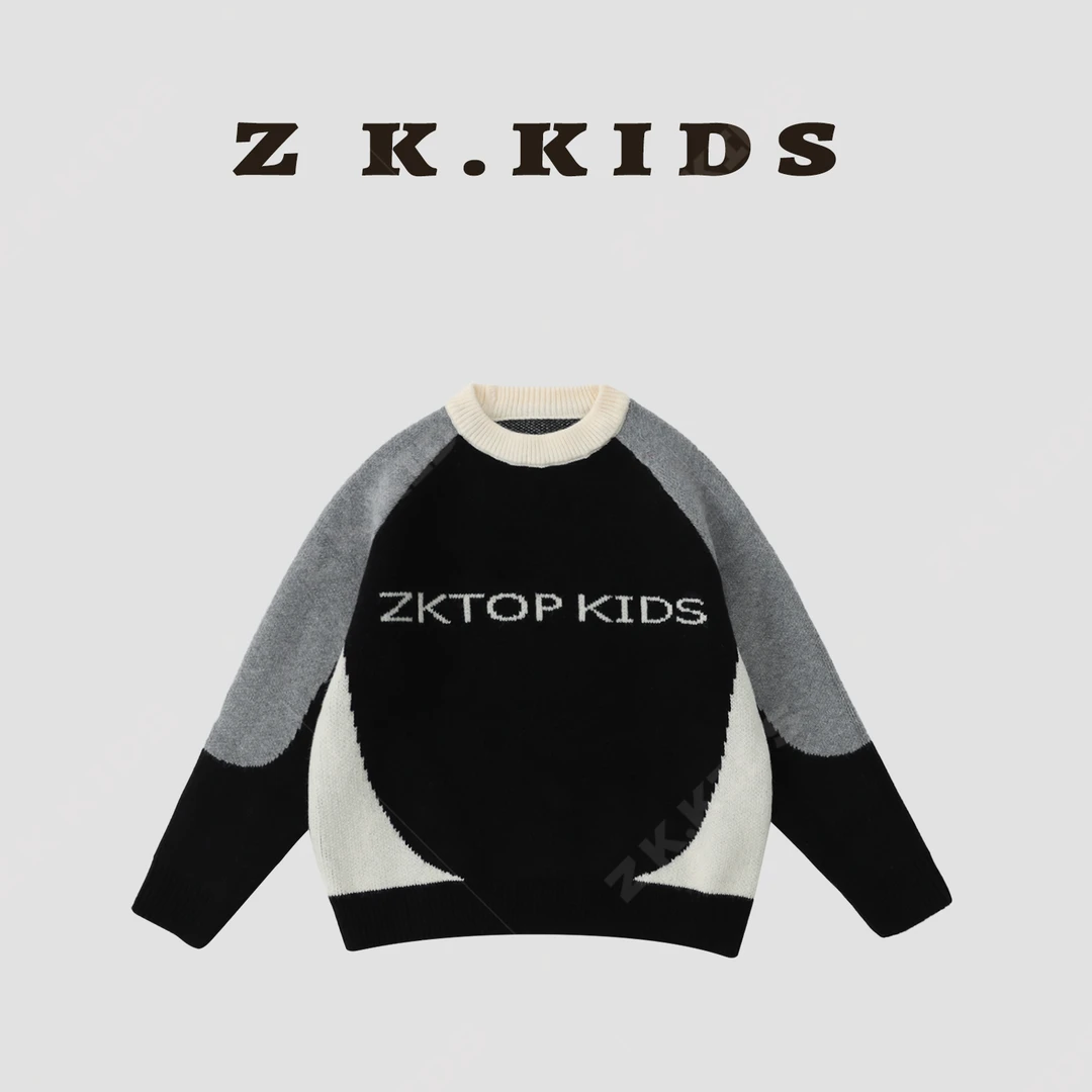 【Z＆K】春季中大童百搭休闲黑白毛衣JZK-323325