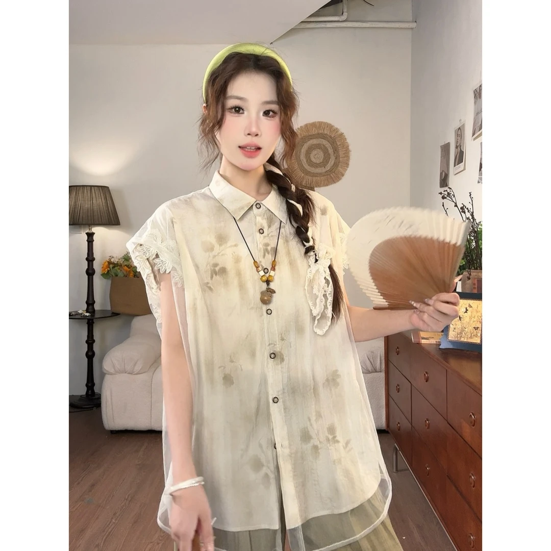 【新款5.29】VGVL 新中式夏季网纱上衣女