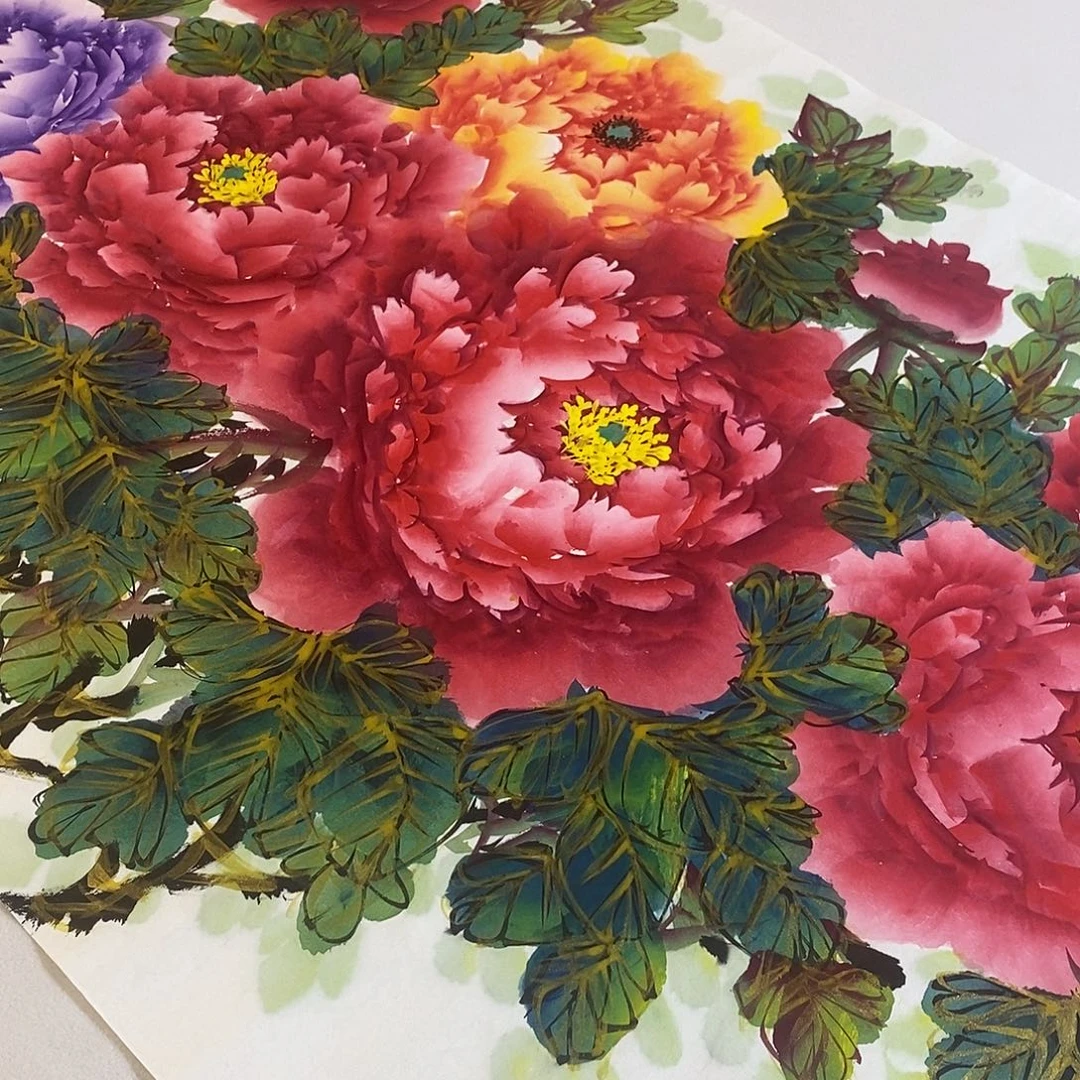 国画金枝玉叶大牡丹