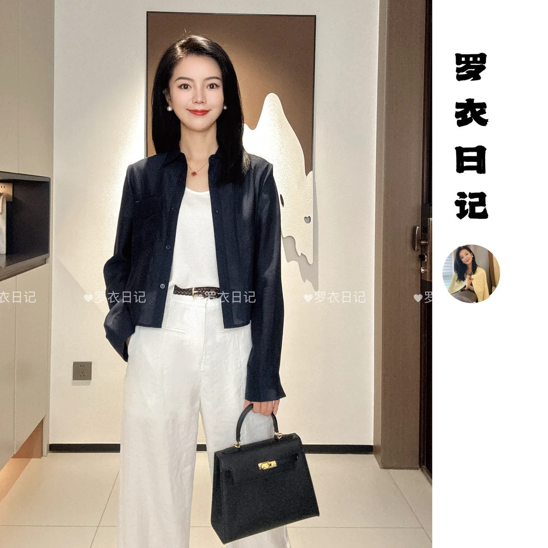 【罗衣日记专属】醋酸亚麻百搭衬衫2025夏季小众设计感天丝防晒衬衫