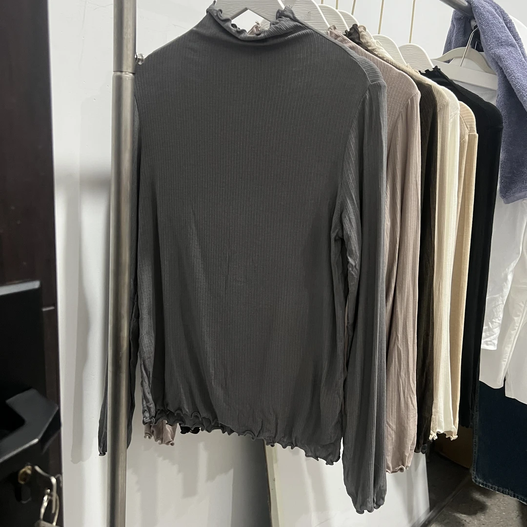 【不挑】8820木耳边桑蚕丝舒适百搭女打底衫休闲纯色