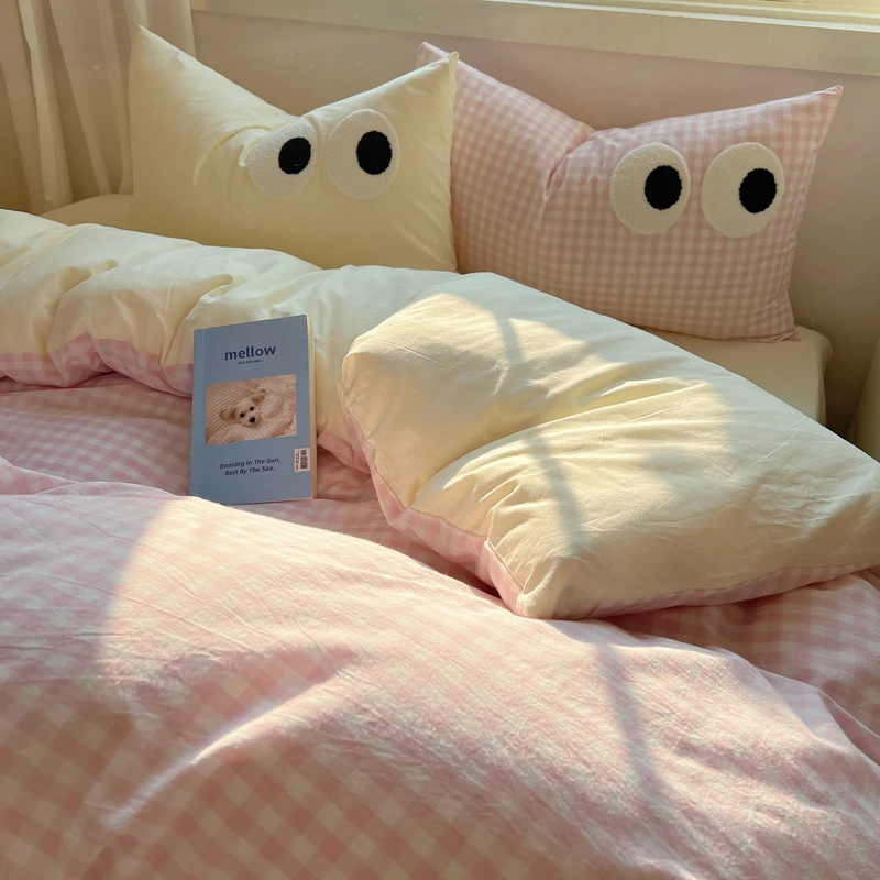 春夏新款卡通清新大眼睛ins风四件套床上用品磨毛学生宿舍三件套