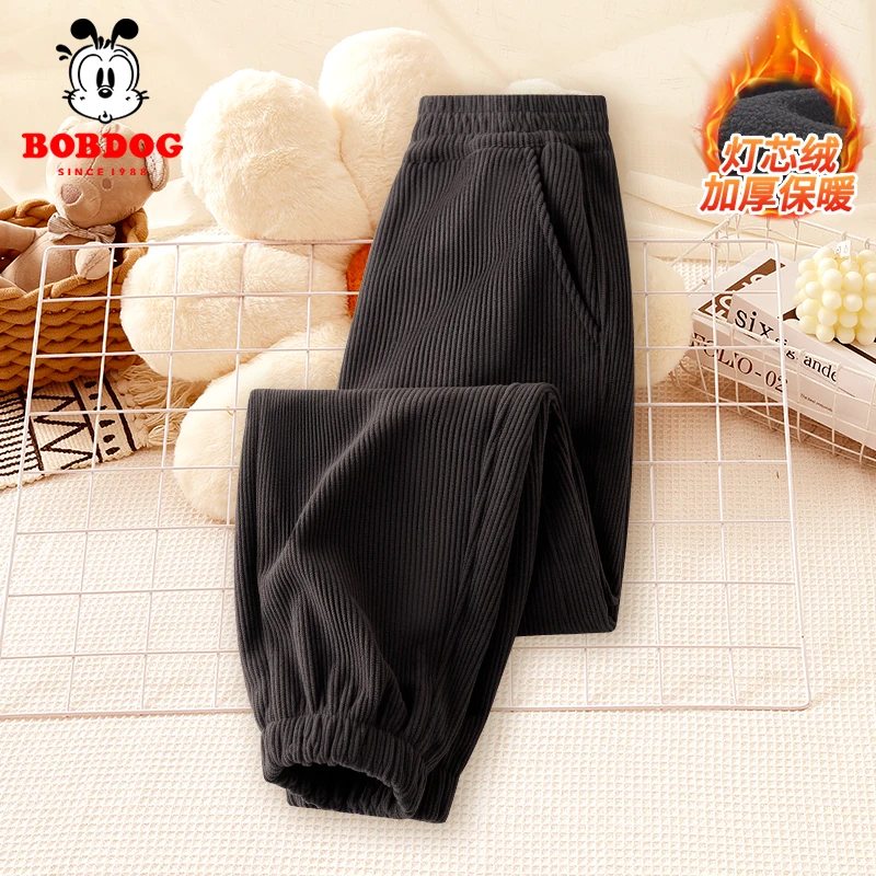 巴布豆男童灯芯绒裤子童装加绒加厚冬装中大童儿童冬季休闲长裤