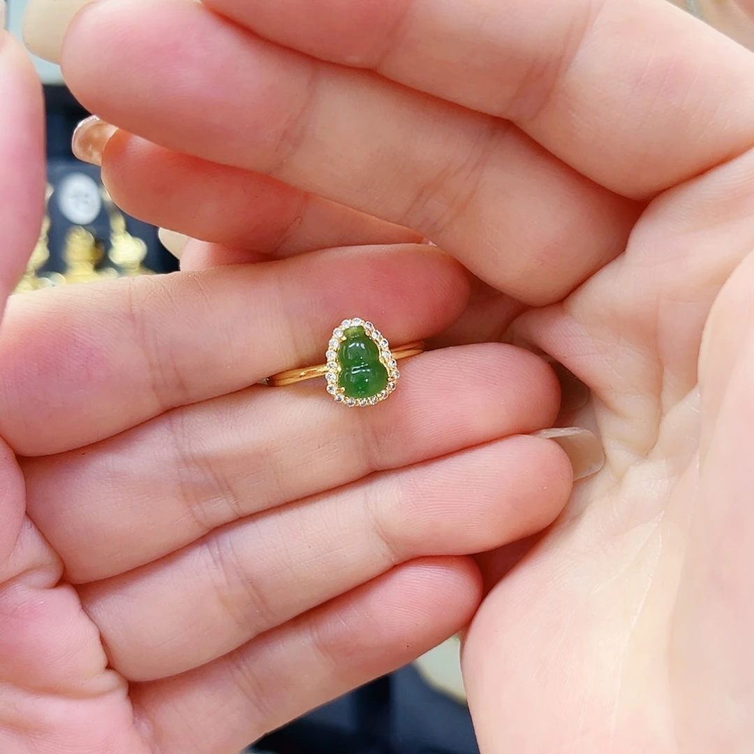 和田玉银S925镀金镶嵌戒指