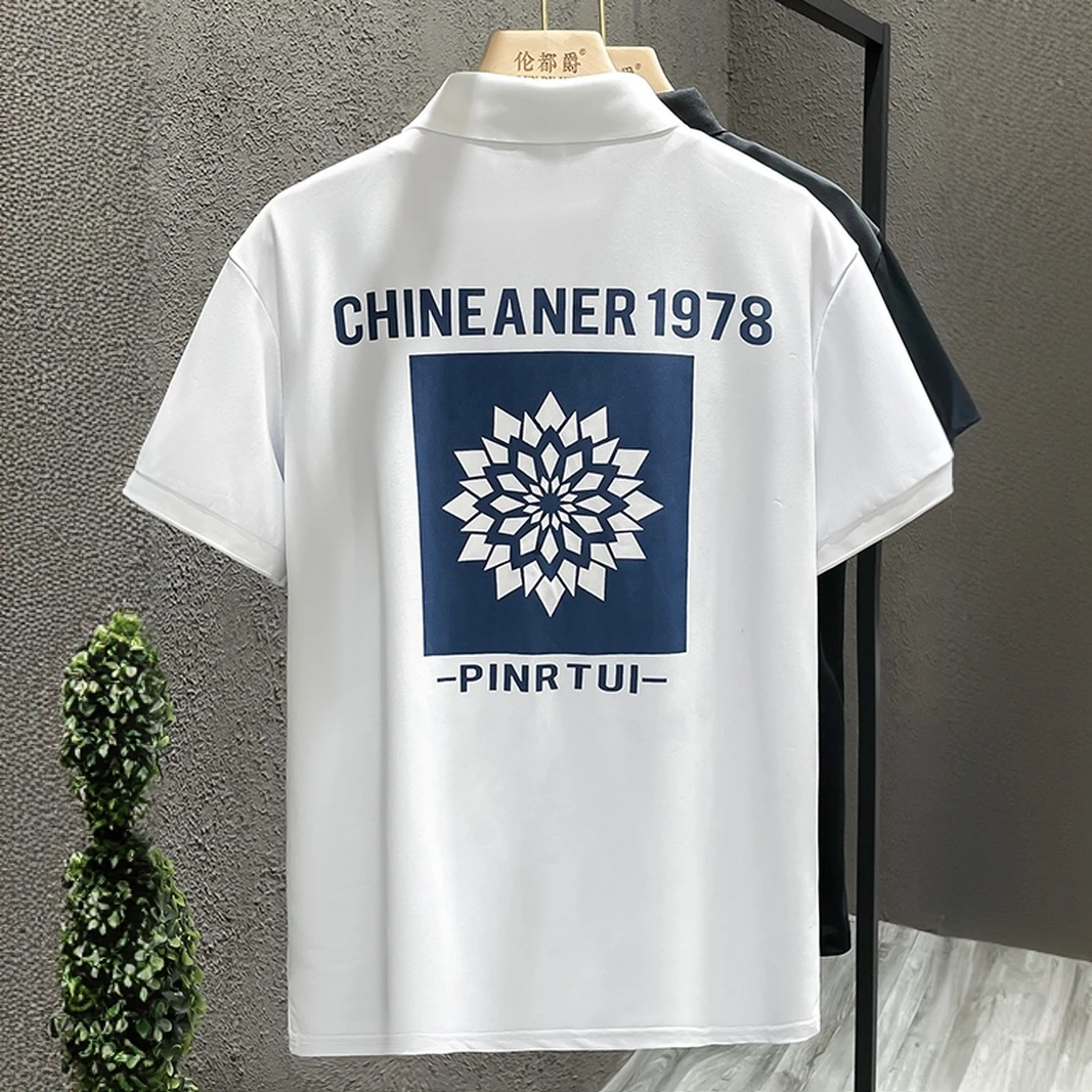 梦泡欧货高端印花轻奢夏季新款短袖polo衫男青年潮牌休闲痞帅衣服