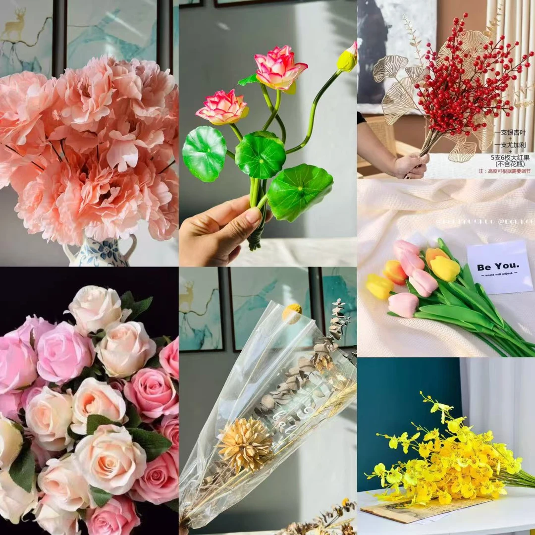 高端北欧仿真花假花玫瑰法式婚庆搭配花瓶客厅餐桌插花装饰摆设