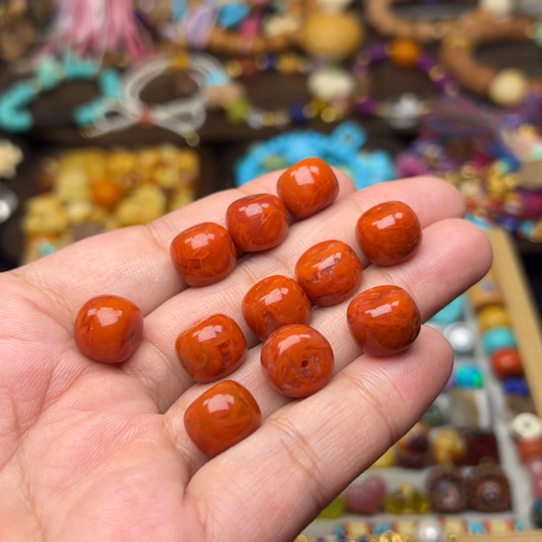 南红玛瑙未镶嵌12mm火焰纹老型发一个