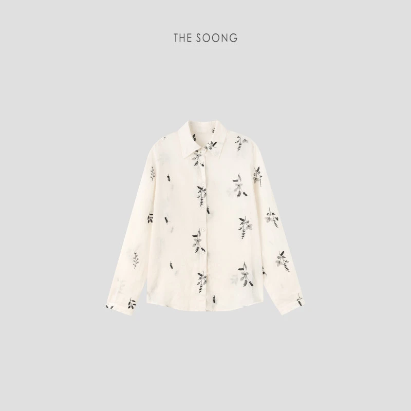 THESOONG|"叶子衬衫"自然苎麻叶纹肌理衬衫外套HBCS6619