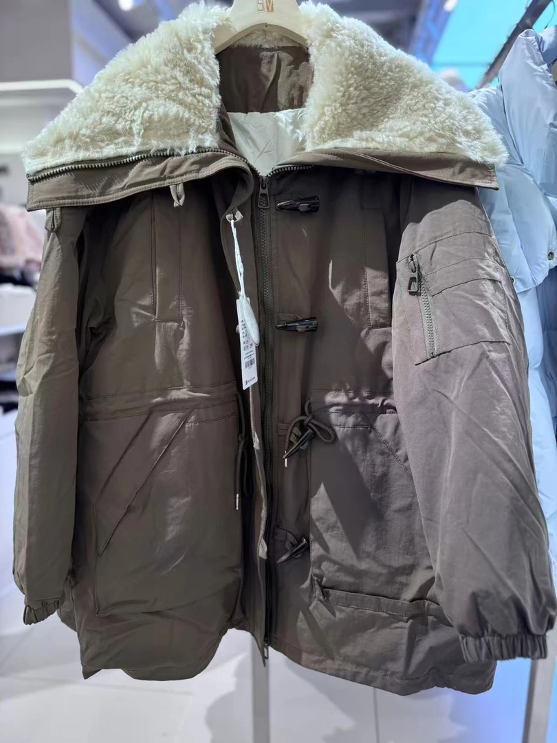 宽松型加厚加绒加厚款女翻领翻外套