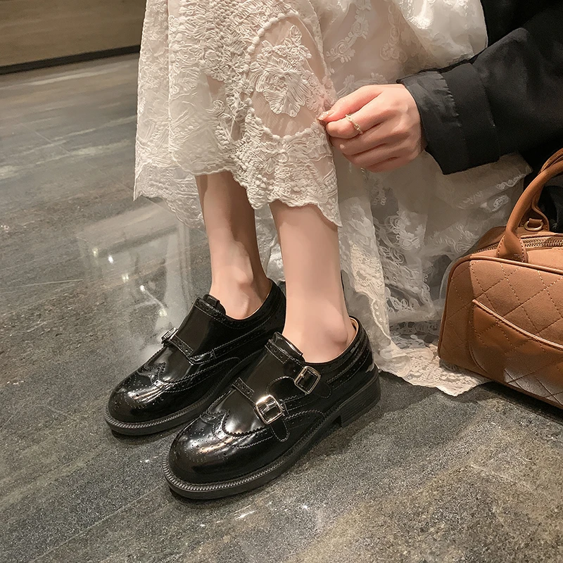 Crape myrtle小皮鞋女2025新款厚底英伦风真皮百搭单鞋乐福鞋女