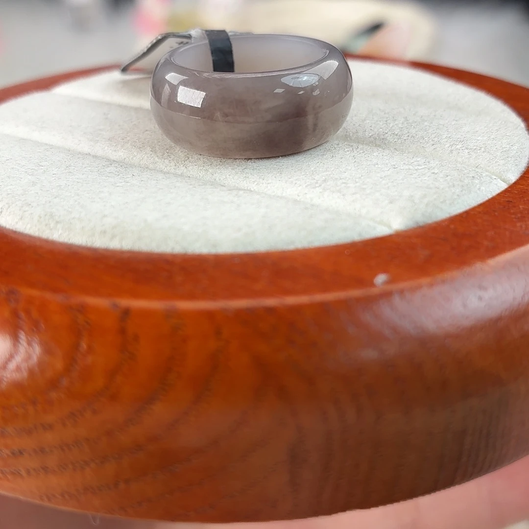 和田玉未镶嵌戒指r23葡萄紫一口紫轮胎17.2